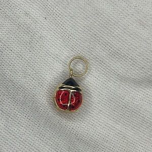 14kt Italian yellow gold enameled lady bug pendant